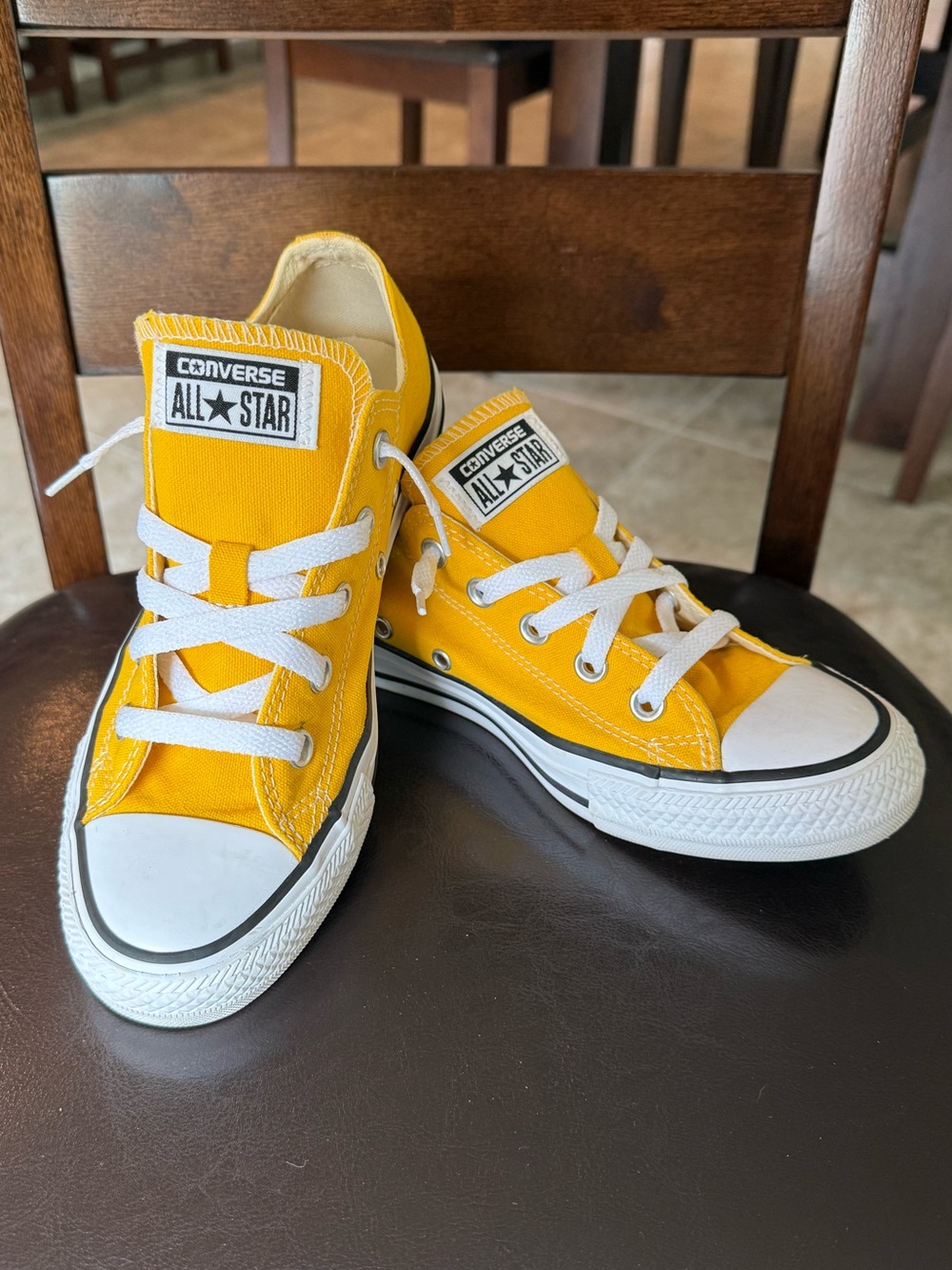 Converse Low Top Sneakers in Bright Yellow with White Accents